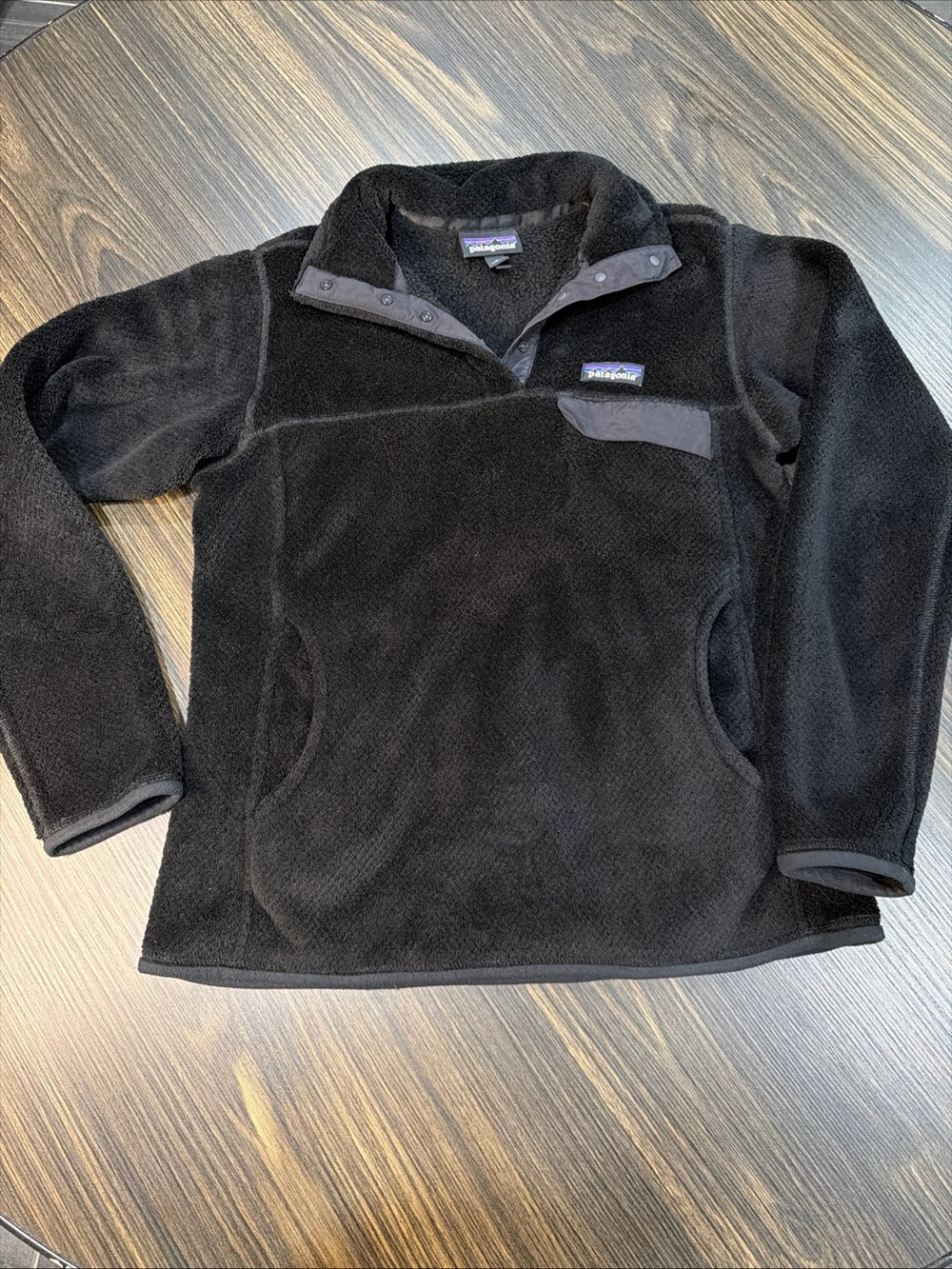 Patagonia Women’s Snap-T Fleece Long Sleeve Pullover Sz Small Black